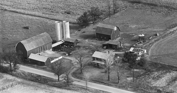 Vintage Aerial photo from 1963 in Livingston County, MI