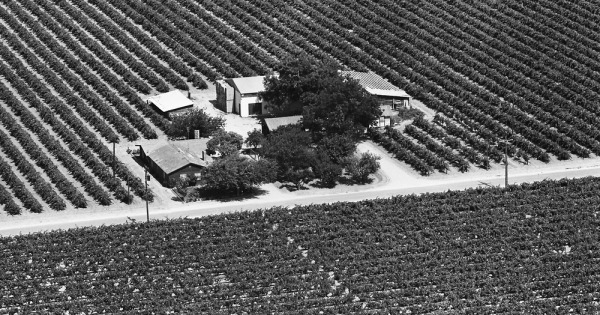 Vintage Aerial photo from 1965 in Fresno County, CA