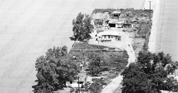 Vintage Aerial photo from 1967 in Tulare County, CA