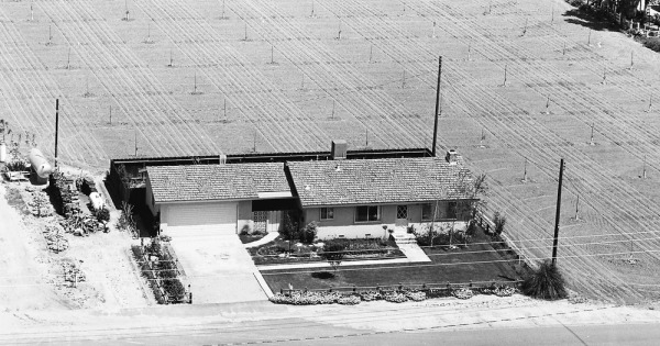 Vintage Aerial photo from 1967 in Tulare County, CA