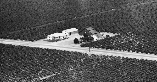 Vintage Aerial photo from 1965 in Fresno County, CA
